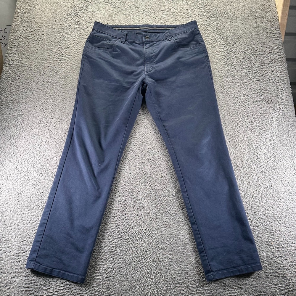 Van Heusen Pant Mens 36x32 Blue Cotton Chino Straight Business Travel Stretch